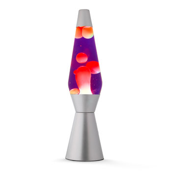 I-TOTAL Lampe à lave 40 cm, base argent, liquide violet/cire jaune