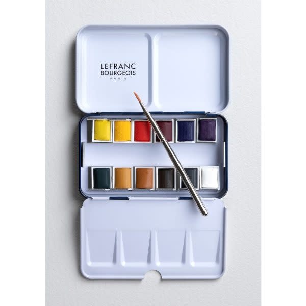 LEFRANC BOURGEOIS Coffret Aquarelle fine 12 1/2 godets