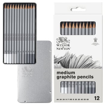 WINSOR & NEWTON Graphite Pencil Medium Set x12