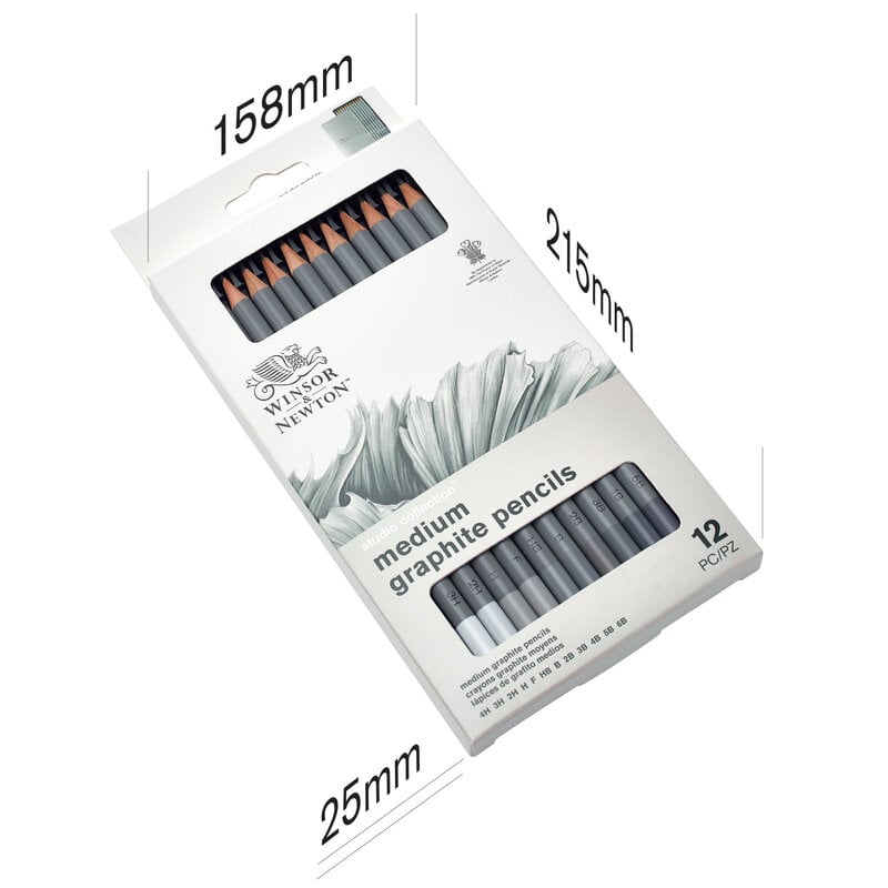 WINSOR & NEWTON Graphite Pencil Medium Set x12