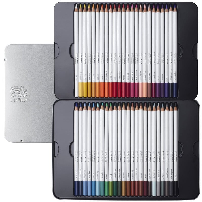 WINSOR & NEWTON Studio collection - Metal box with 48 thick and soft lead watercolor pencils