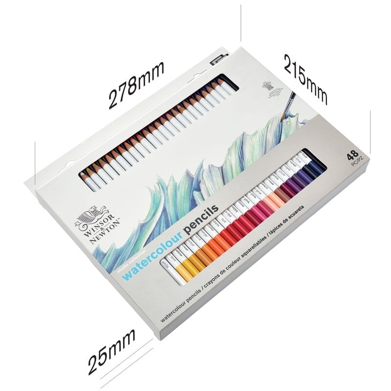 WINSOR & NEWTON Studio collection - Metal box with 48 thick and soft lead watercolor pencils