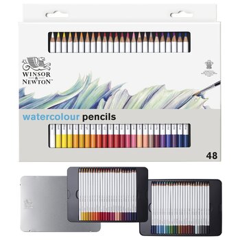 WINSOR & NEWTON Studio collection - Metal box with 48 thick and soft lead watercolor pencils