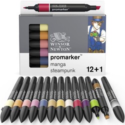 WINSOR & NEWTON Promarker Set X12+1 Manga Steampunk