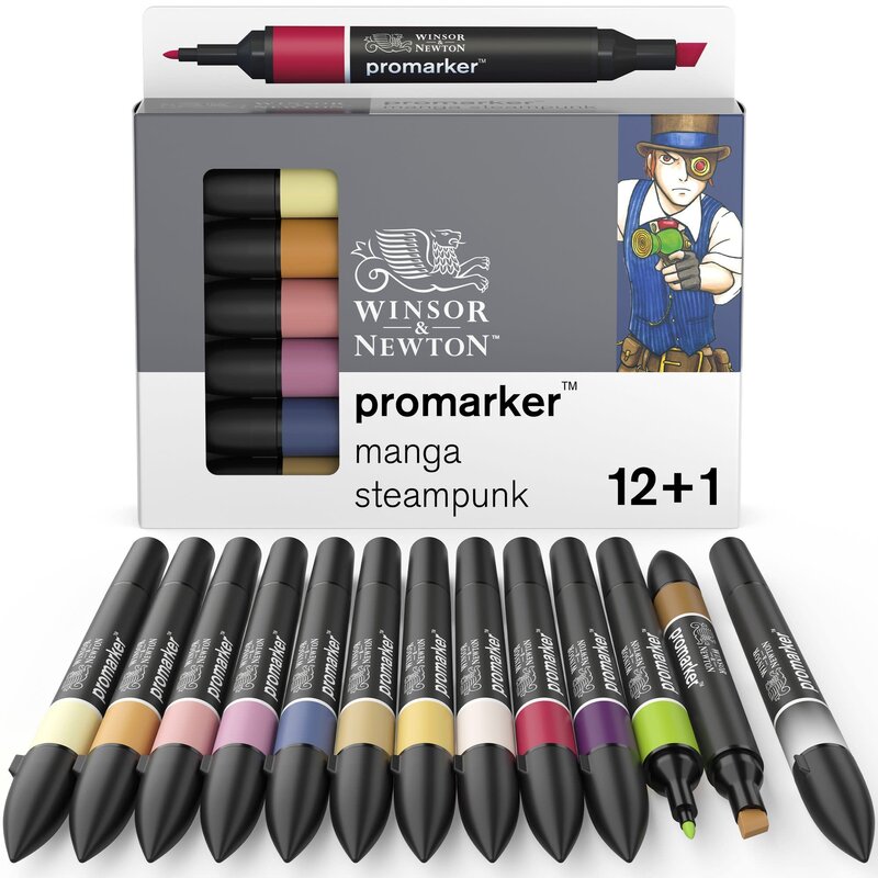 WINSOR & NEWTON Promarker set x12+1 Manga Steampunk