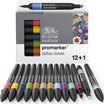 WINSOR & NEWTON Promarker set x12+1 tons tatouage