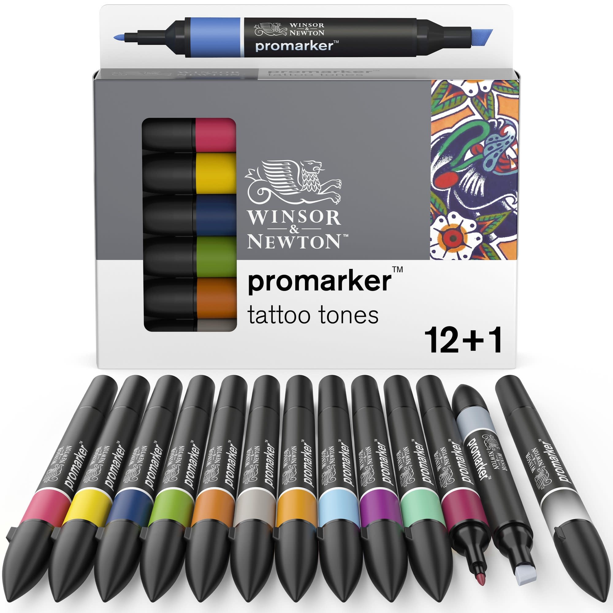 WINSOR & NEWTON Promarker set x12+1 tons tatouage