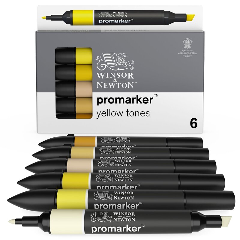 WINSOR & NEWTON Promarker set x6 tons jaunes