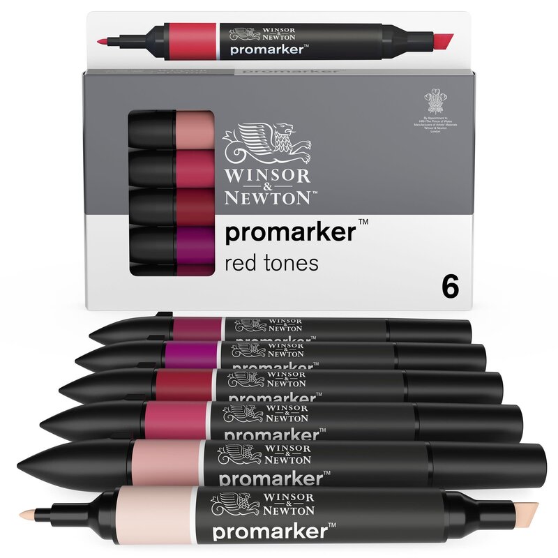 WINSOR & NEWTON Promarker set x6 tons rouges