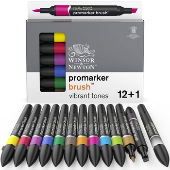 WINSOR & NEWTON Promarker Brush Set 12+1 Tons Vibrants