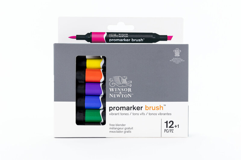 WINSOR & NEWTON Promarker Pinceau set 12+1 tons vibrants