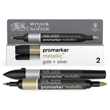WINSOR & NEWTON Promarker Metallic x2 - or + argent