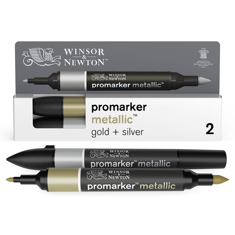 WINSOR & NEWTON Promarker Metallic X2 - Gold + Silver