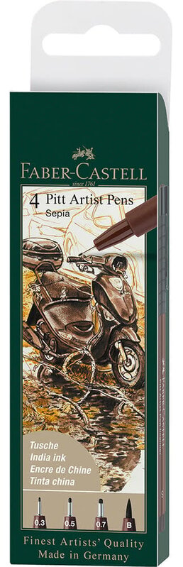 FABER CASTELL Feutres Pitt Artist Pen Sépia Poch. 4X