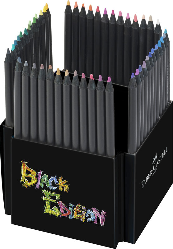 FABER CASTELL Crayon de couleur Black Edition, étui en carton de 50