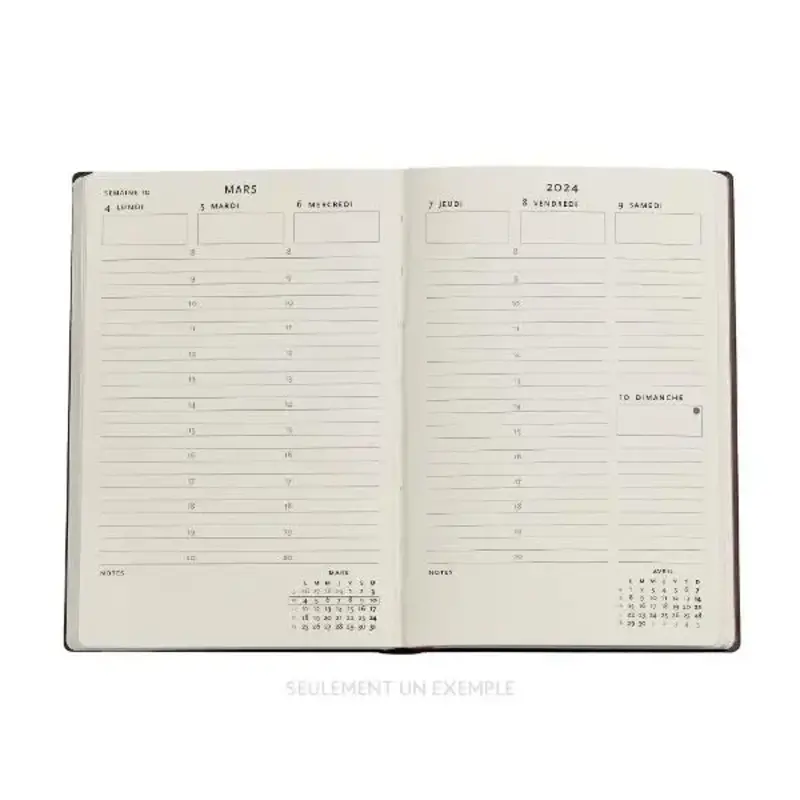 Agenda Civil Semainier Mini - 2024 - 12M - Cherry - Papeterie Michel