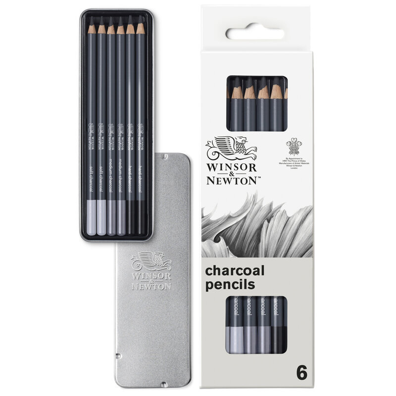 WINSOR & NEWTON Studio Collection Set De 6 Crayons Fusains Assortis