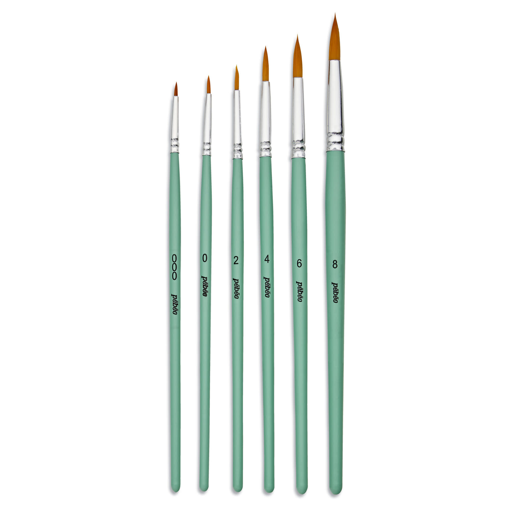 PEBEO Pochette 6 Pinceaux Manche Court Rond - Poly D - 100% Wood Fsc