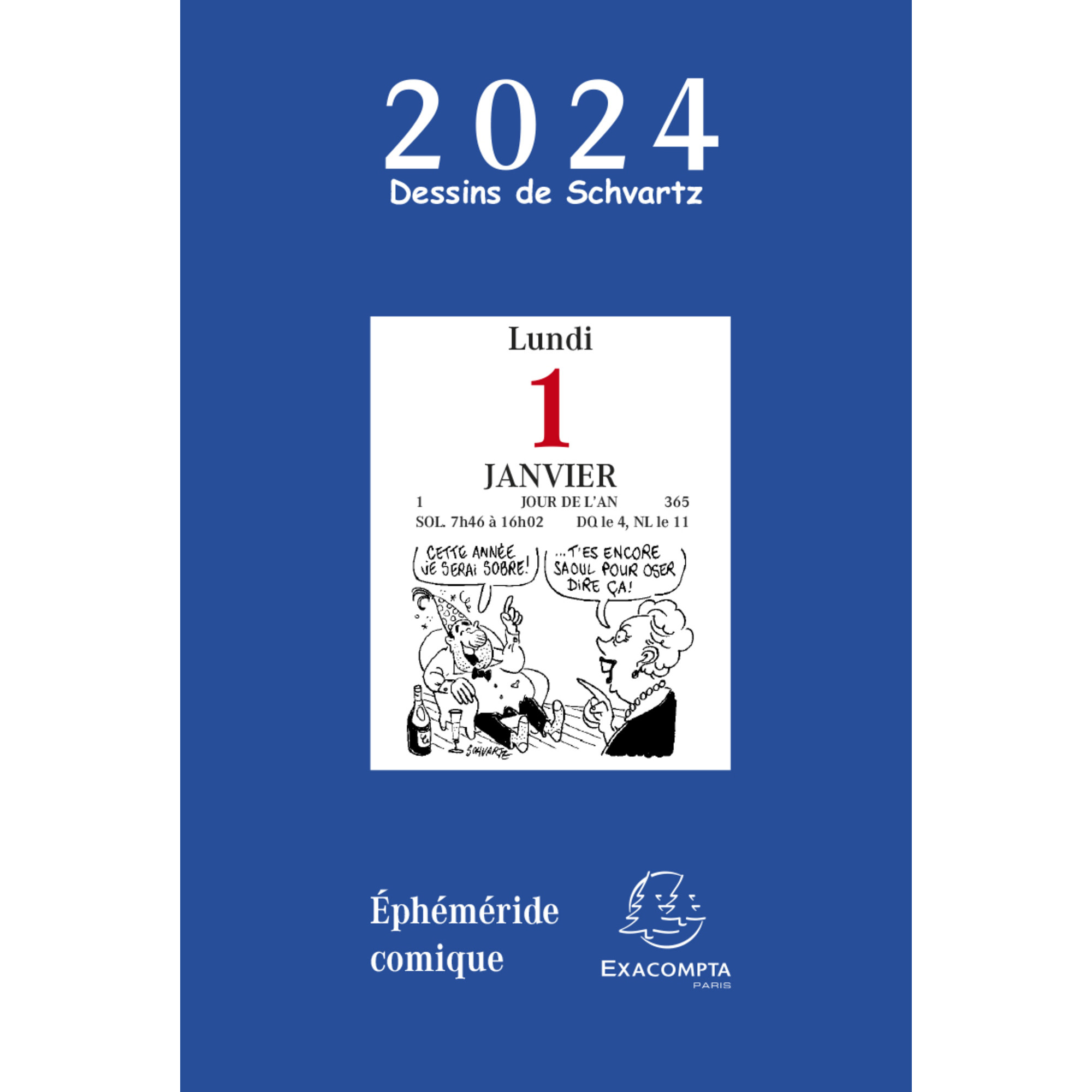 Bloc éphéméride comique sans support 6,5 x 9,7 cm 2024 - Papeterie