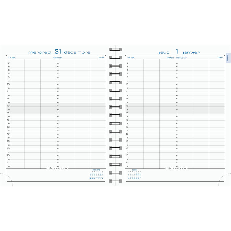 Exacompta 22612E - 1 Agenda Journalier Planifié 22 W Napura Avec