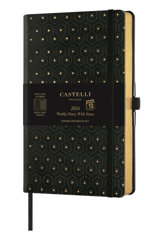 Agenda 2024 Semainier Horizontal + notes Grand Format C&G Honeycomb Gold -  Papeterie Michel