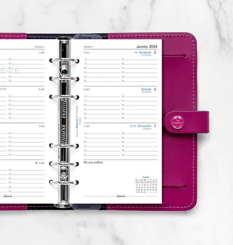 FILOFAX Recharge Personal 2026  Semainier Horizontal avec heures Français
