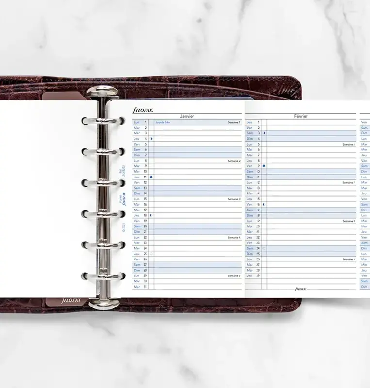 FILOFAX Recharge Pocket 2026 Planning Annuel Vertical Blanc Français