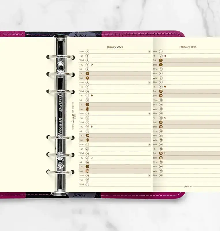 FILOFAX Recharge Personal 2024 Planning Annuel Vertical Crème Anglais