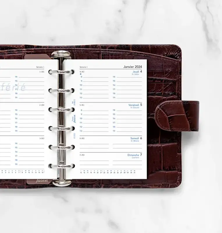 FILOFAX Recharge Semaine sur deux pages avec heures - français - Pocket - 2024