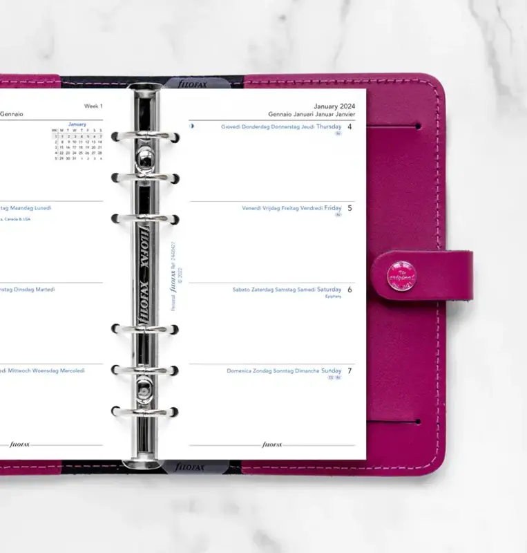 FILOFAX Recharge personal 2024 semainier horizontal sur 2 pages Multilangue