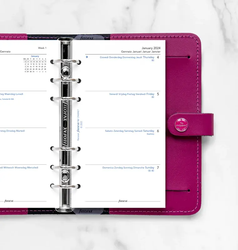 FILOFAX Recharge Personal 2026 semainier horizontal sur 2 pages Multilangue