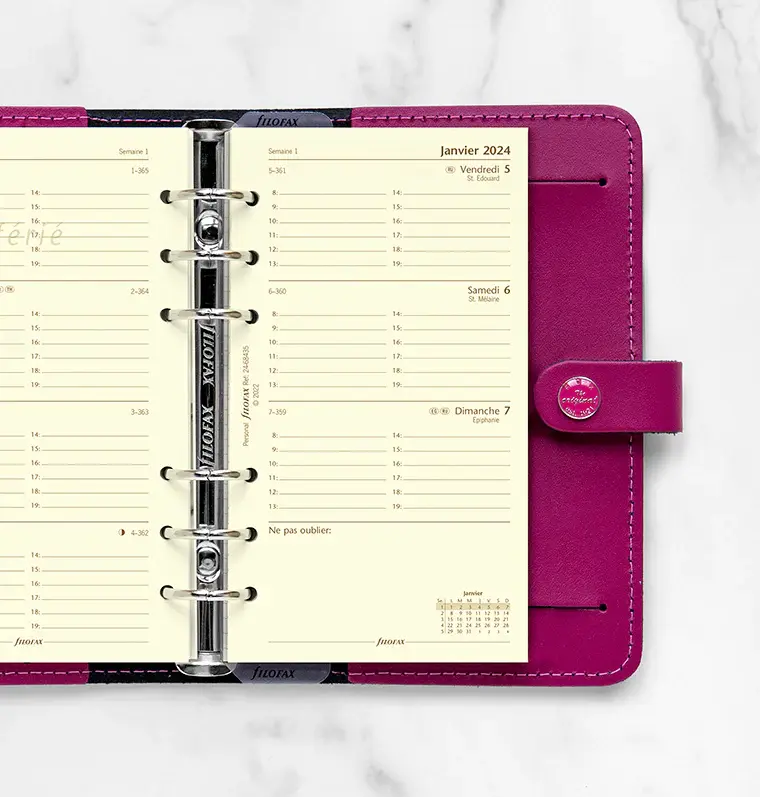 FILOFAX Recharge Personal 2026  Semainier sur 2 Pages Horizontal Heures Crème Français