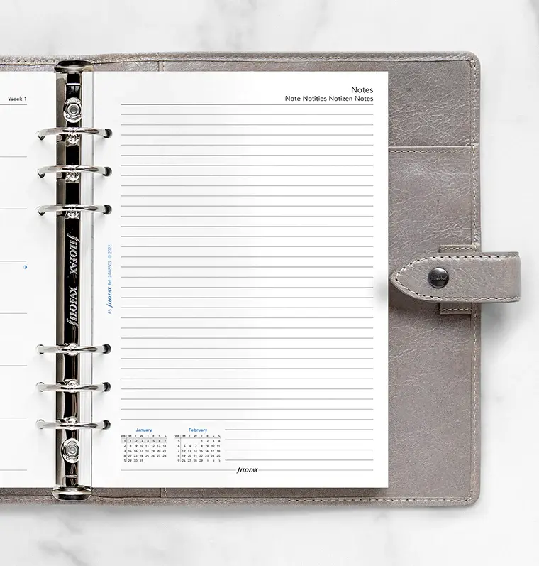FILOFAX Recharge A5 2026 Semaine sur 1 page + page de notes Multilangue