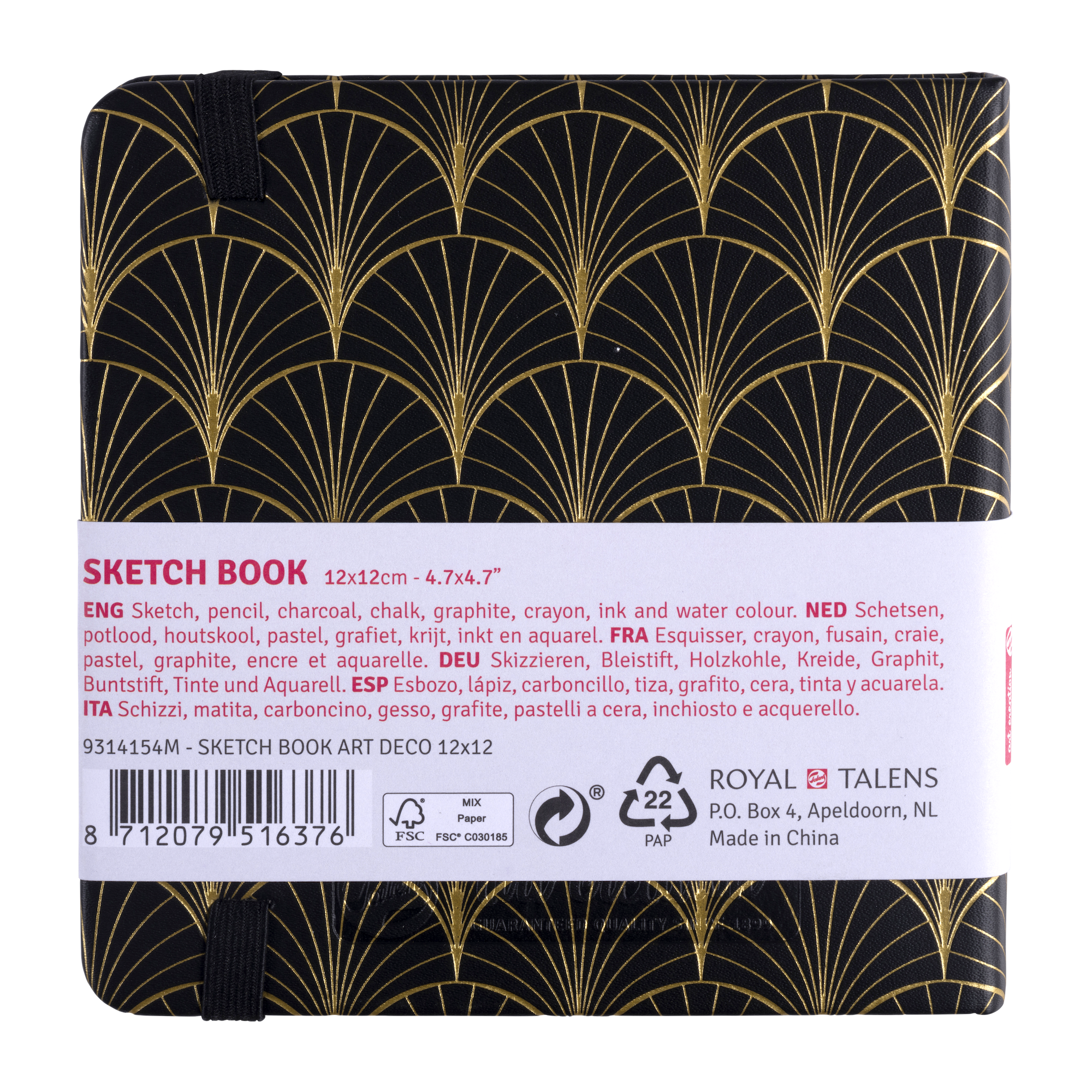 TALENSARTCREATION Cahier de Croquis Art Deco 12 x 12 cm, 140 g, 80 feuilles