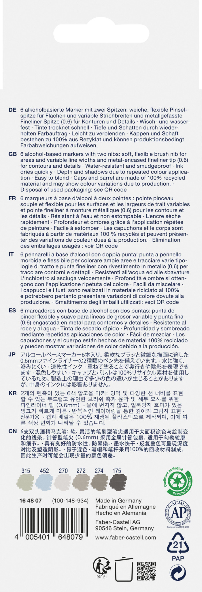 FABER CASTELL Goldfaber Sketch Marker boîte de 6, Architect