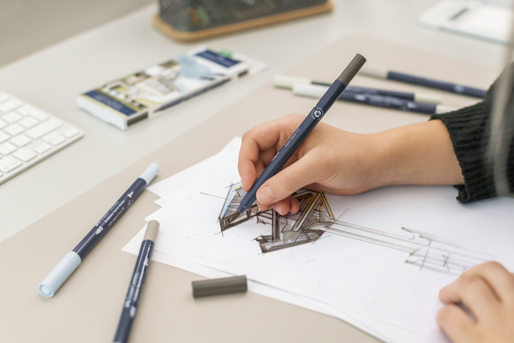 FABER CASTELL Goldfaber Sketch Marker boîte de 6, Architect