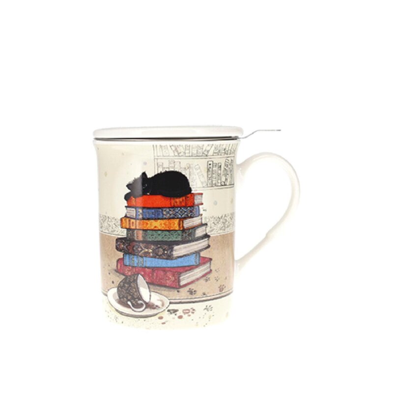 KIUB Mug Tisaniere Droite 380 Ml + Boite Ouverte Bug Art Chaton Livres