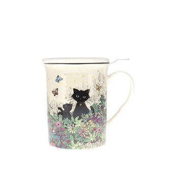 KIUB Mug Tisaniere Droite 380 Ml + Boite Ouverte Bug Art Chatons Jardin