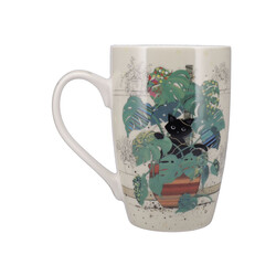 KIUB Mug Arrondi Xl 490 Ml + Boite Ouverte Bug Art Chaton Monstera