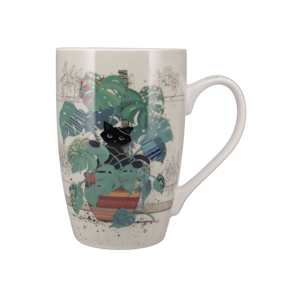 KIUB Mug Arrondi Xl 490 Ml + Boite Ouverte Bug Art Chaton Monstera