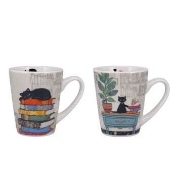 KIUB Duo Mini Mug Conique + Boite Ouverte Bug Art Chaton Livres / Chaton Bureau