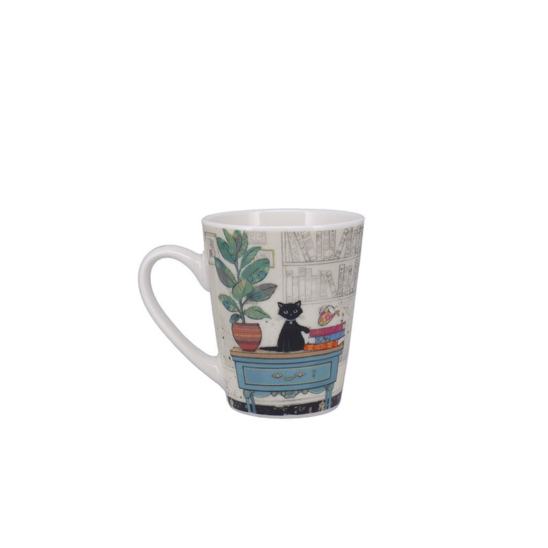 KIUB Duo Mini Mug Conique + Boite Ouverte Bug Art Chaton Livres / Chaton Bureau