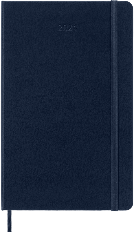MOLESKINE Agenda 12M Semainier Horizontal + notes Grand Format Couverture Dure Bleu Saphir