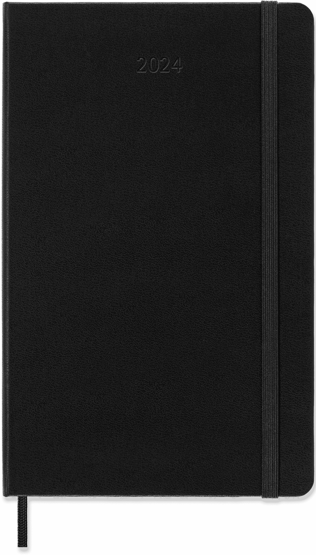 Agenda 12M Semainier Horizontal + notes Grand Format Couverture Dure Noire  - Papeterie Michel