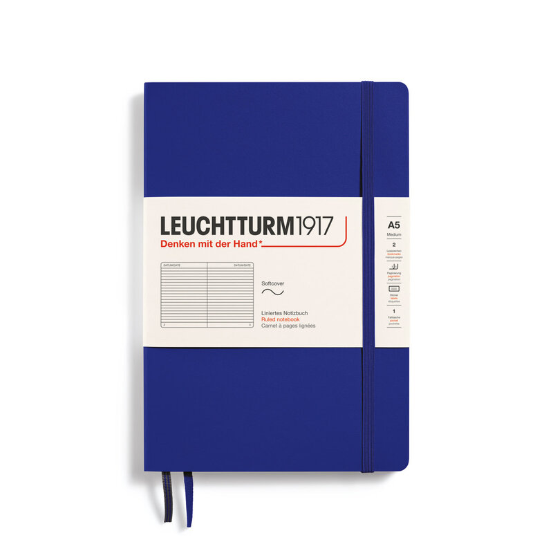 LEUCHTTURM 1917 Carnet de notes Couverture souple Medium Ink, Couverture souple, Medium (A5), 123 p., ligné