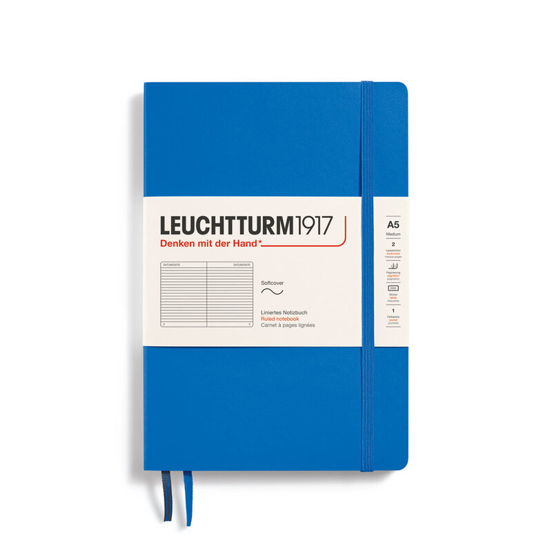 LEUCHTTURM 1917 Carnet de notes Couverture souple Medium Sky, Couverture souple, Medium (A5), 123 p., ligné