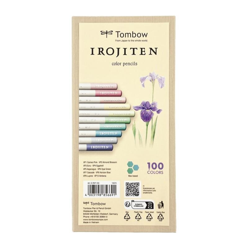 TOMBOW Coffret De 10 Crayons De Couleur Irojiten Set Volume 8: Very Pale Tone Lll