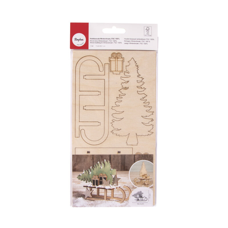 RAYHER Kit en bois Winterdream, FSC 100%, 11x5x16,5cm, 9pces, sct.-LS 1kit