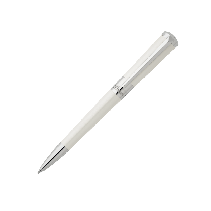 DUPONT S.T Stylo Bille Liberté Laque Naturelle Pearly white finition Palladium