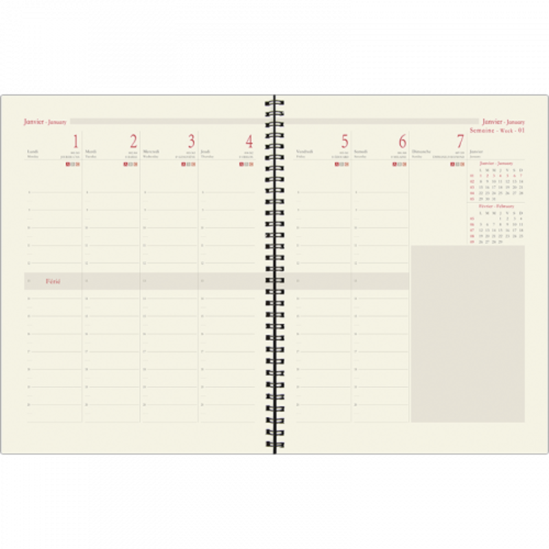 Agenda de bureau Horizons 22 Amélie 22,5 x 18,5 cm Semainier Janvier à  Décembre 2024
